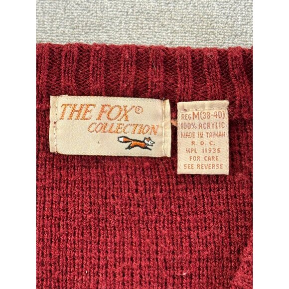 The Fox Collection Vest men's Medium Red Knit Vintage Sweater Vest - Picture 2 of 6